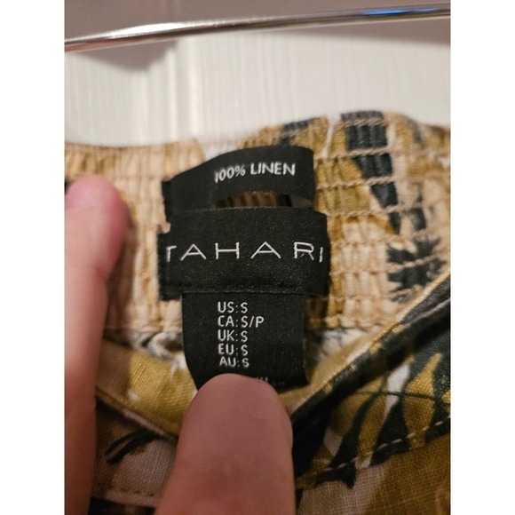 Tahari 100% linen wide leg tropical print beachy pants size S - Picture 3 of 5